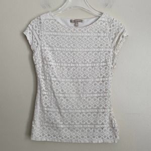 Banana Republic 2P Ivory Short Sleeve Blouse